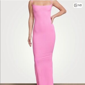 SKIMS Bubblegum Pink soft lounge long slip dress